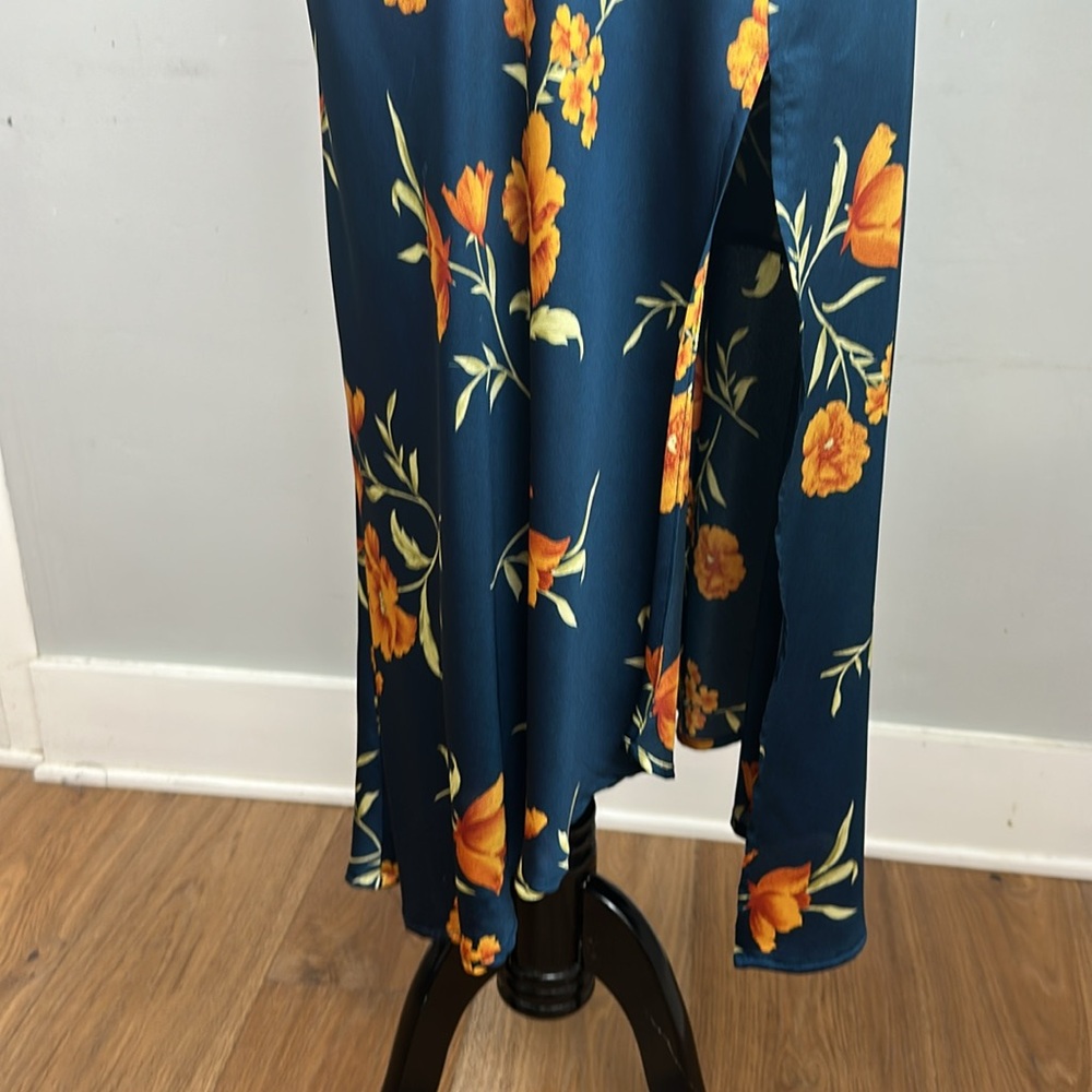 Astr Navy Floral Midi Slip Dress with Yellow Blooms - Picture 9 of 14